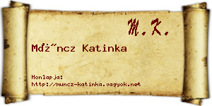 Müncz Katinka névjegykártya